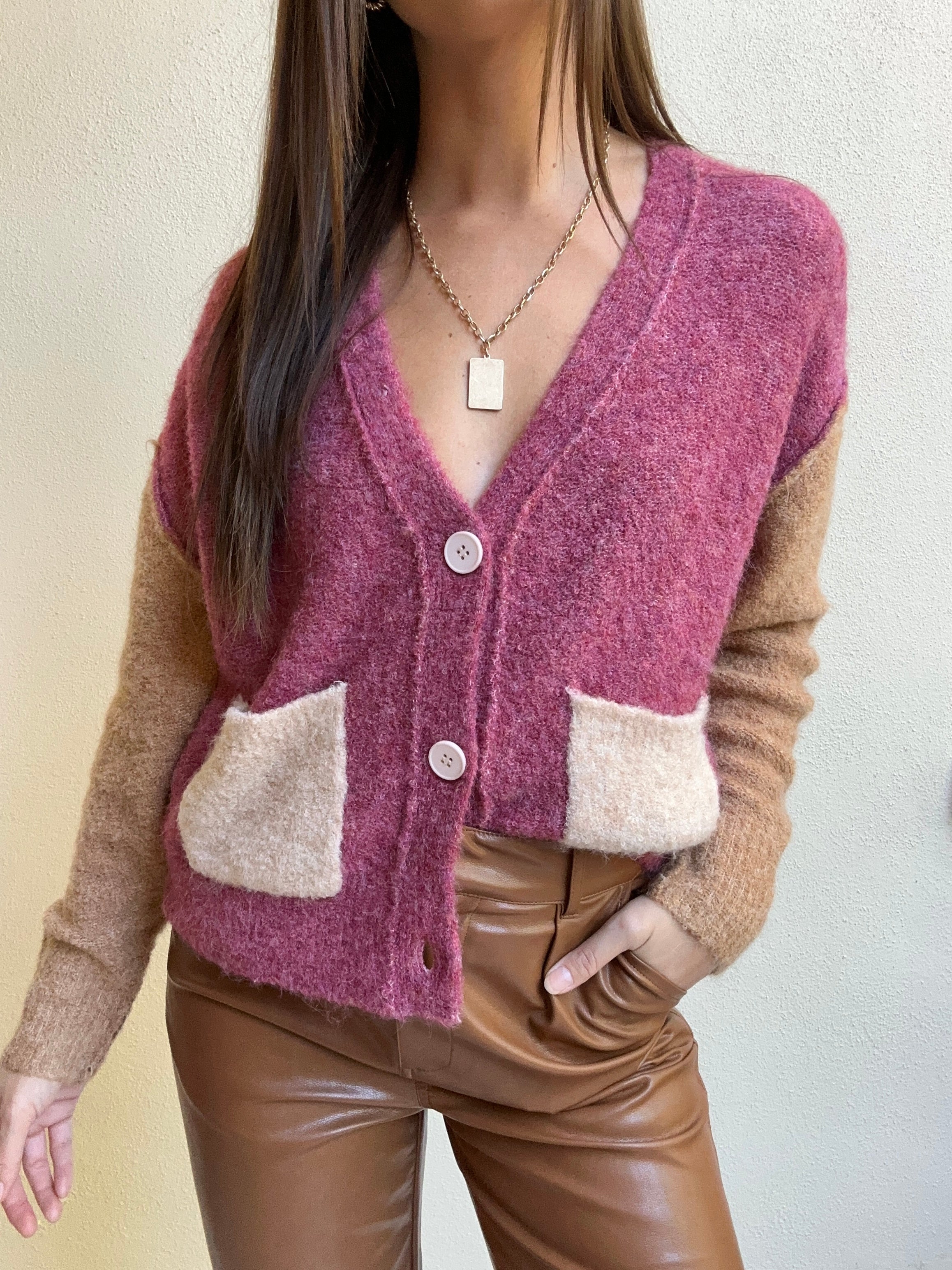Let’s Stay Home Color-Block Cardigan